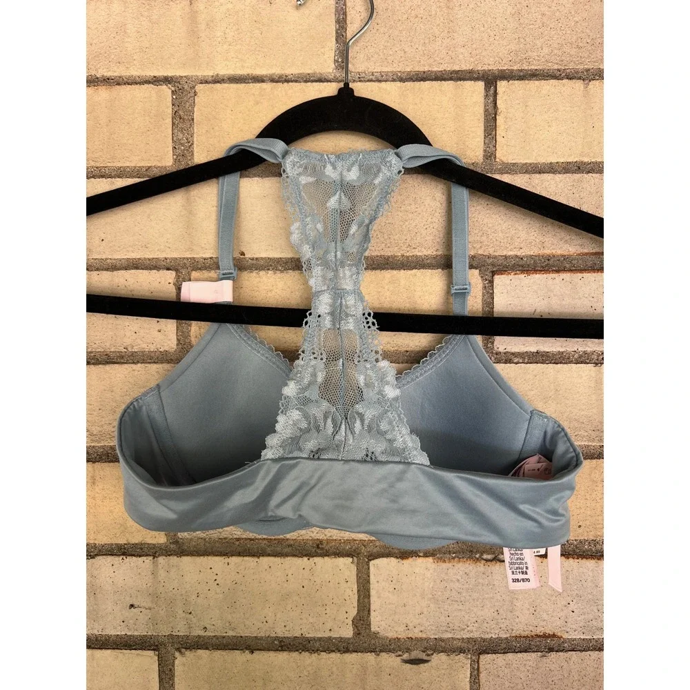 Victoria's Secret Body By Victoria Lined Demi Bra Blue Lace Size 32B NWT - Picture 5 of 5